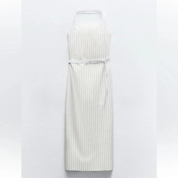 ZARA GABARDINE HALTER MIDI DRESS - Picture 3 of 13